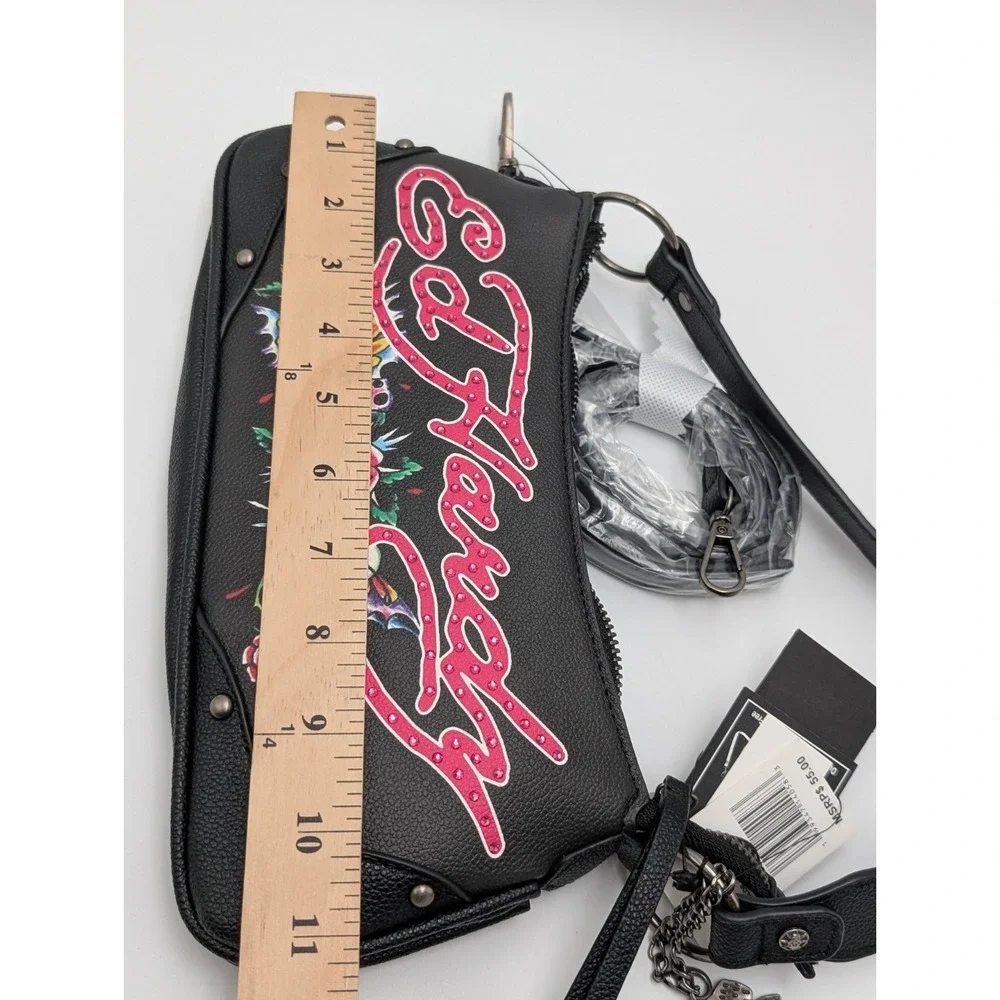 Ed Hardy Shoulder Crossbody Bag Skulls Butterflies Roses Tattoo Rhinestones